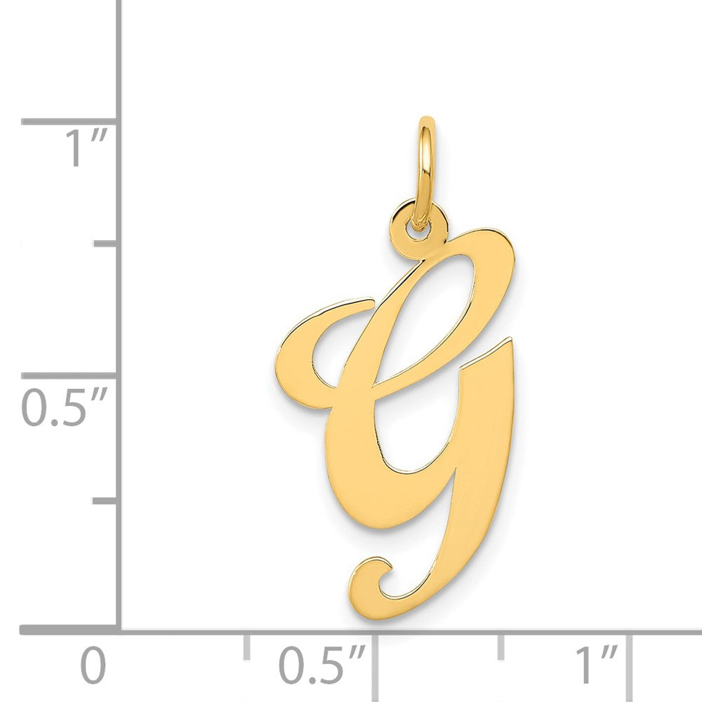 Million Charms 14K Yellow Gold Themed Large Fancy Script Alphabet Letter Initial G Charm