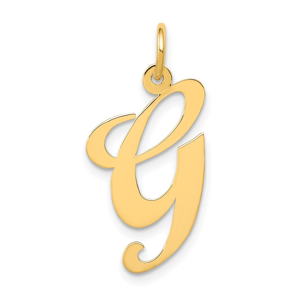 Million Charms 14K Yellow Gold Themed Large Fancy Script Alphabet Letter Initial G Charm