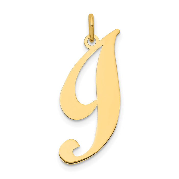 Million Charms 14K Yellow Gold Themed Large Fancy Script Alphabet Letter Initial I Charm