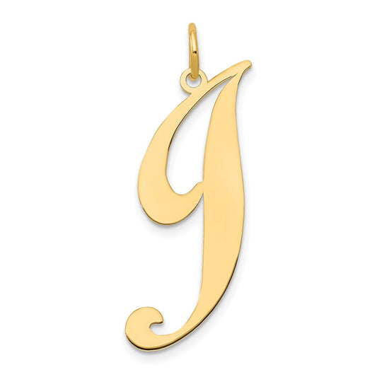Million Charms 14K Yellow Gold Themed Large Fancy Script Alphabet Letter Initial J Charm