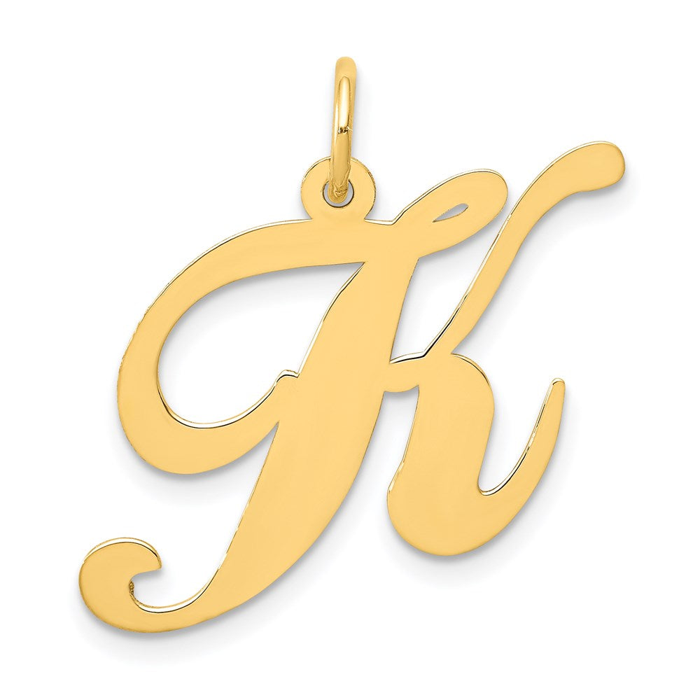 Million Charms 14K Yellow Gold Themed Large Fancy Script Alphabet Letter Initial K Charm