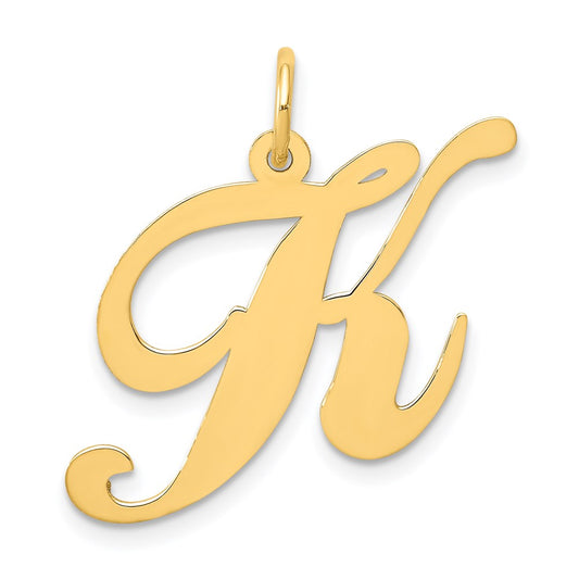 Million Charms 14K Yellow Gold Themed Large Fancy Script Alphabet Letter Initial K Charm