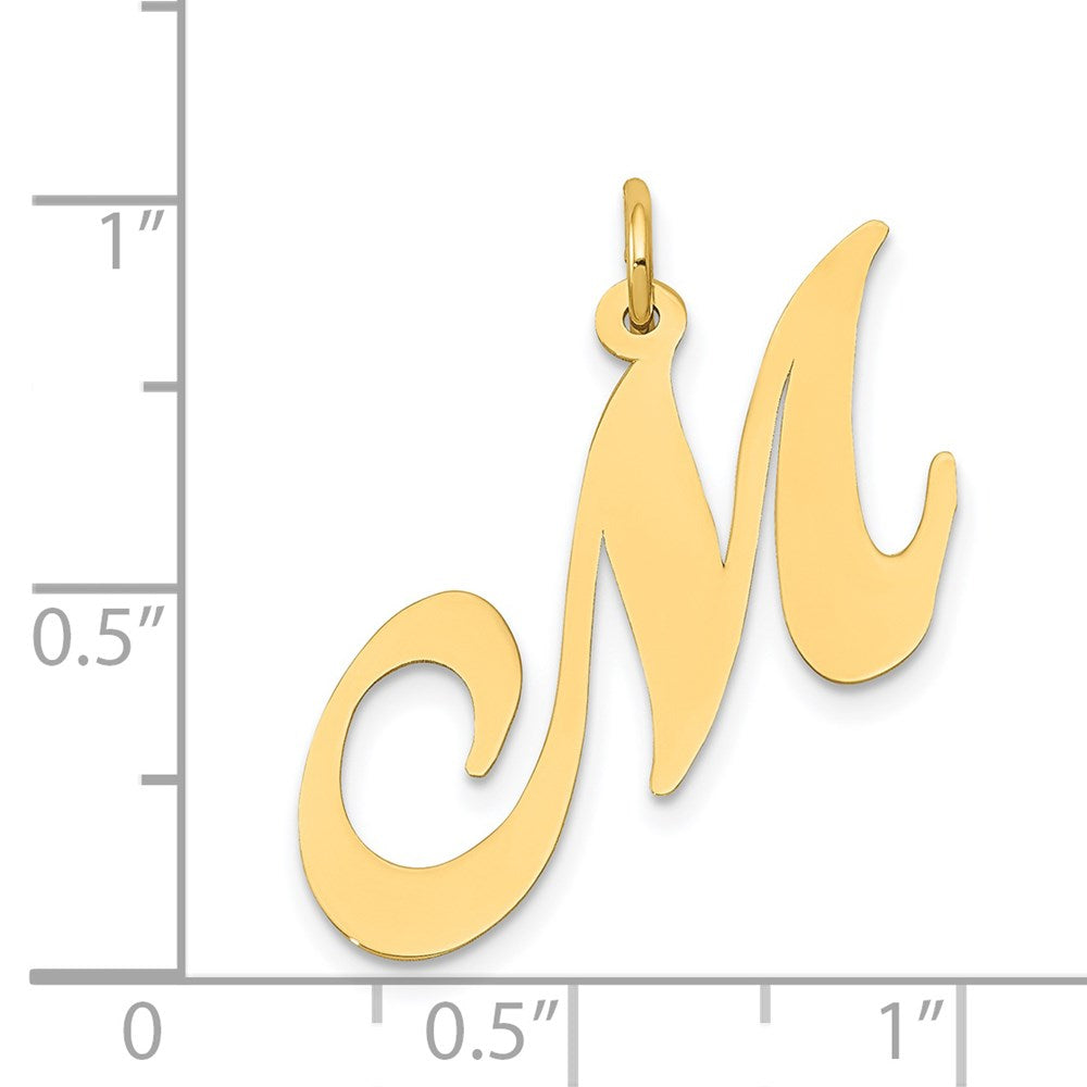 Million Charms 14K Yellow Gold Themed Large Fancy Script Alphabet Letter Initial M Charm