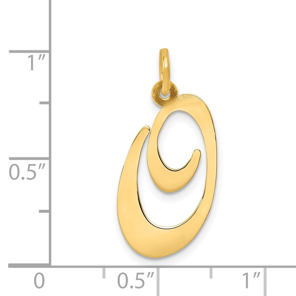 Million Charms 14K Yellow Gold Themed Large Fancy Script Alphabet Letter Initial O Charm