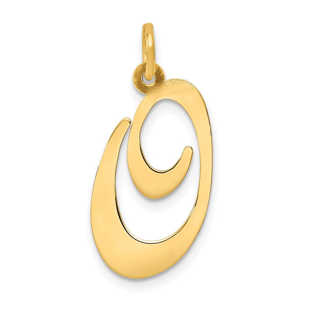 Million Charms 14K Yellow Gold Themed Large Fancy Script Alphabet Letter Initial O Charm