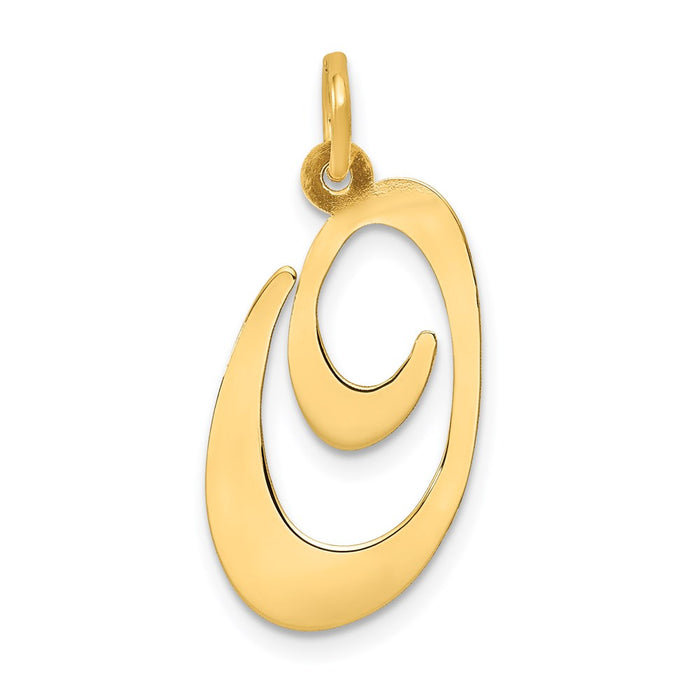 Million Charms 14K Yellow Gold Themed Large Fancy Script Alphabet Letter Initial O Charm