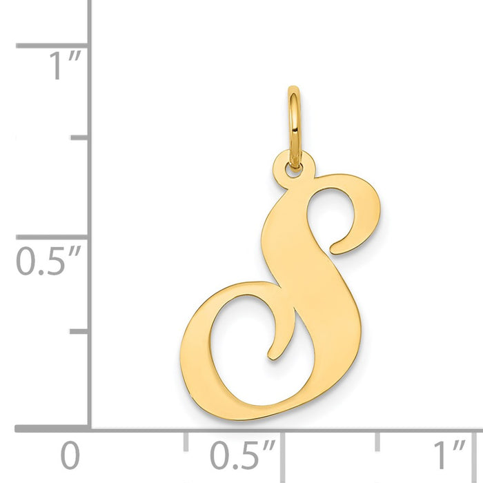 Million Charms 14K Yellow Gold Themed Large Fancy Script Alphabet Letter Initial S Charm