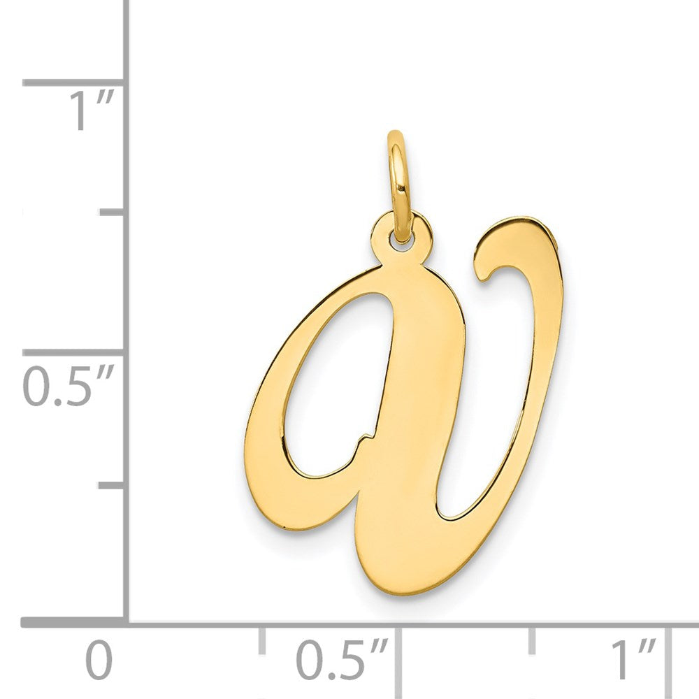 Million Charms 14K Yellow Gold Themed Large Fancy Script Alphabet Letter Initial V Charm