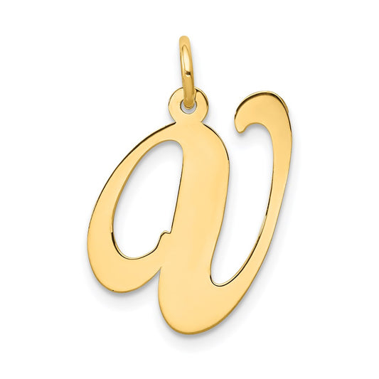 Million Charms 14K Yellow Gold Themed Large Fancy Script Alphabet Letter Initial V Charm