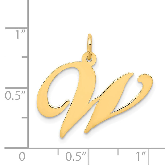 Million Charms 14K Yellow Gold Themed Large Fancy Script Alphabet Letter Initial W Charm