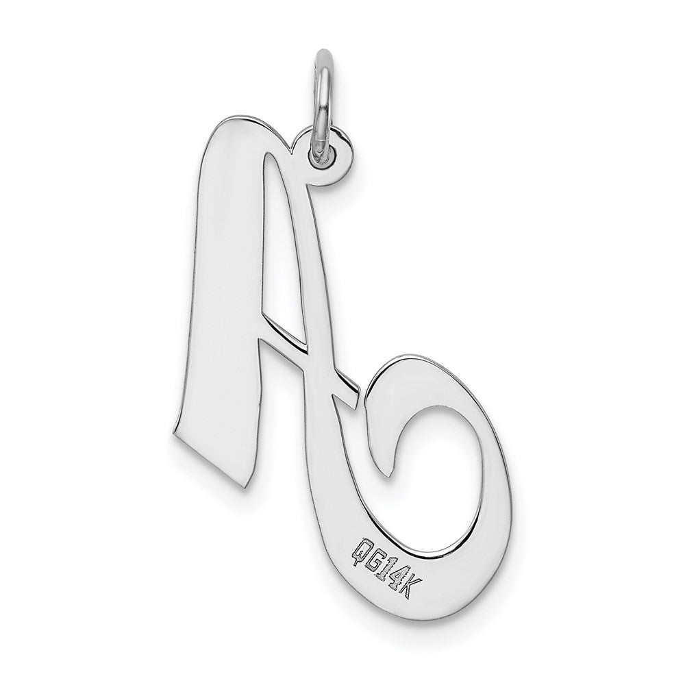 Million Charms 14K White Gold Themed Large Fancy Script Alphabet Letter Initial A Charm