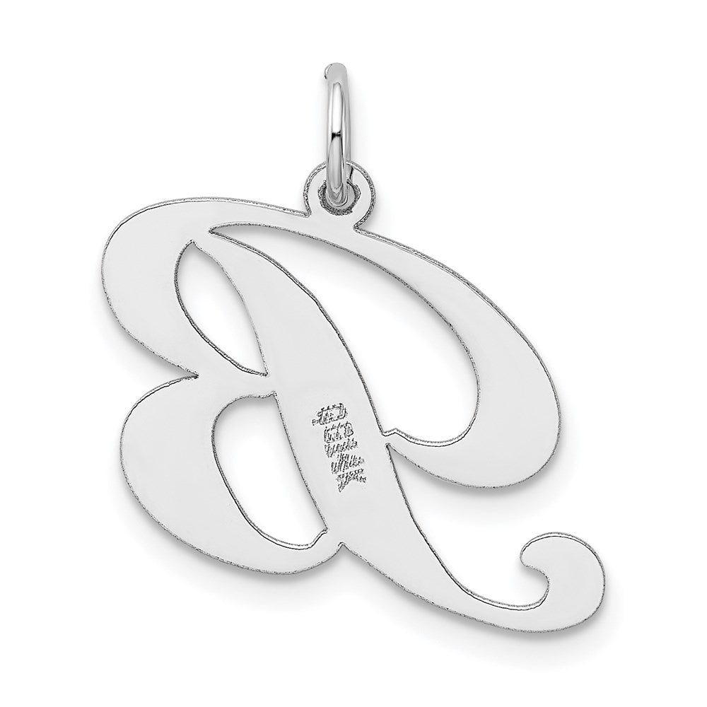 Million Charms 14K White Gold Themed Large Fancy Script Alphabet Letter Initial B Charm
