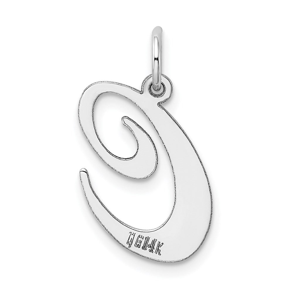 Million Charms 14K White Gold Themed Large Fancy Script Alphabet Letter Initial C Charm
