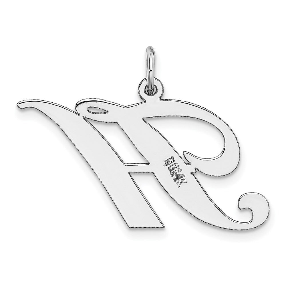 Million Charms 14K White Gold Themed Large Fancy Script Alphabet Letter Initial H Charm