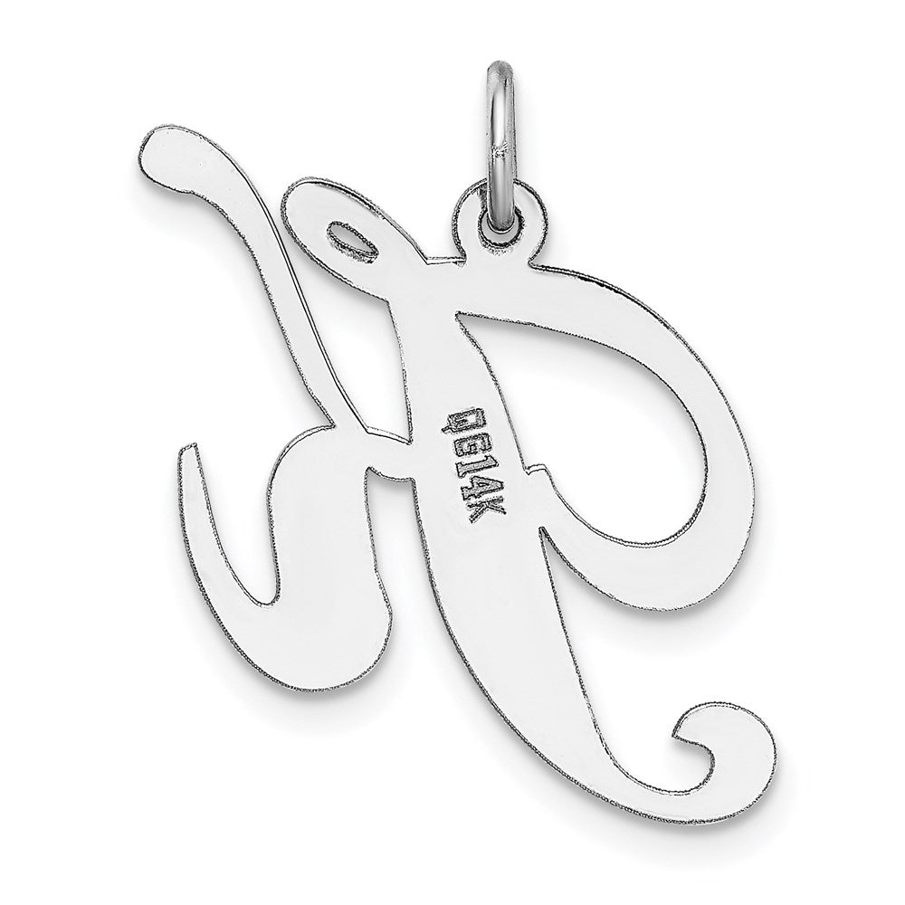 Million Charms 14K White Gold Themed Large Fancy Script Alphabet Letter Initial K Charm
