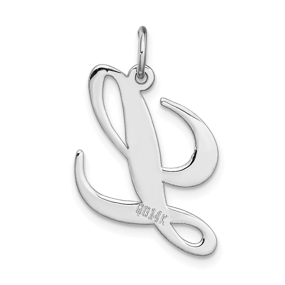 Million Charms 14K White Gold Themed Large Fancy Script Alphabet Letter Initial L Charm