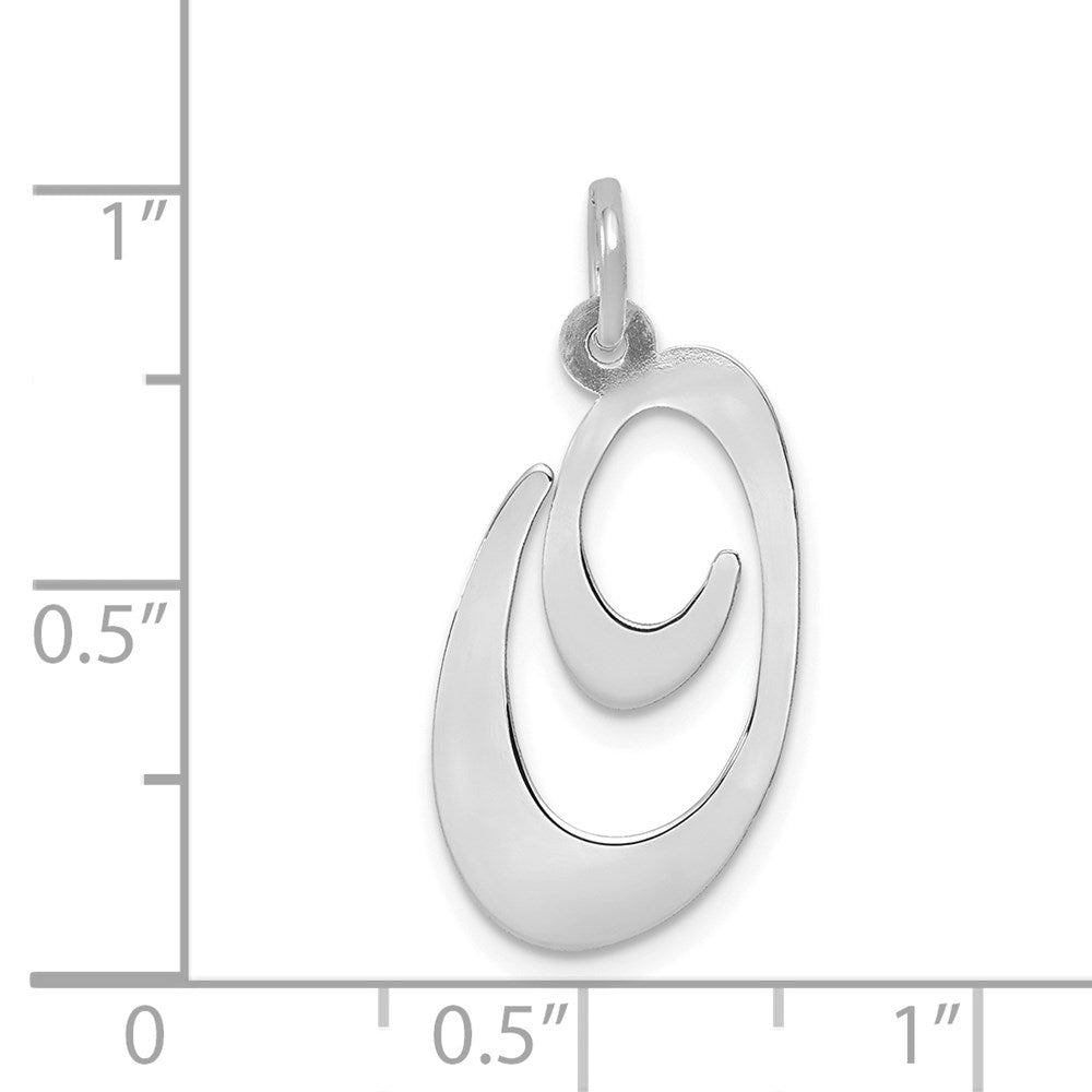 Million Charms 14K White Gold Themed Large Fancy Script Alphabet Letter Initial O Charm