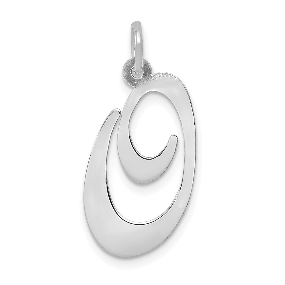 Million Charms 14K White Gold Themed Large Fancy Script Alphabet Letter Initial O Charm