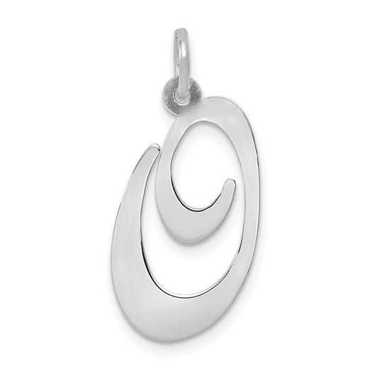 Million Charms 14K White Gold Themed Large Fancy Script Alphabet Letter Initial O Charm