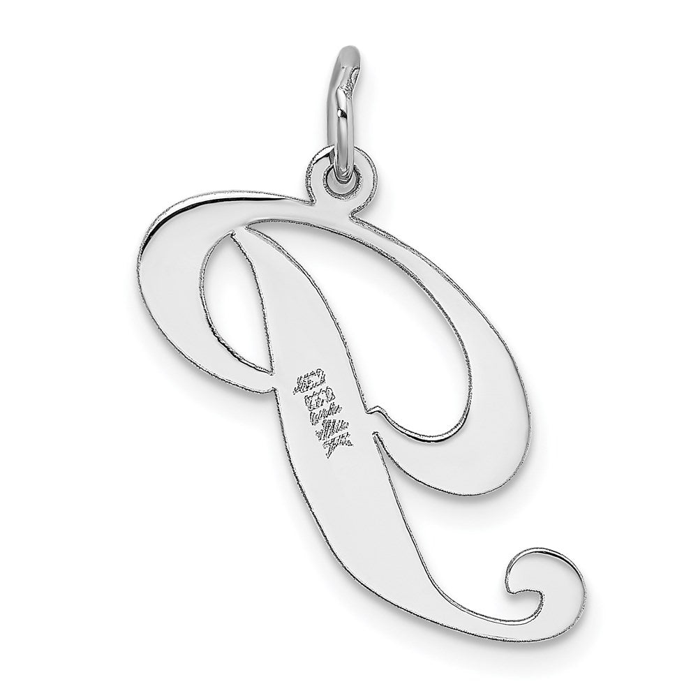 Million Charms 14K White Gold Themed Large Fancy Script Alphabet Letter Initial P Charm
