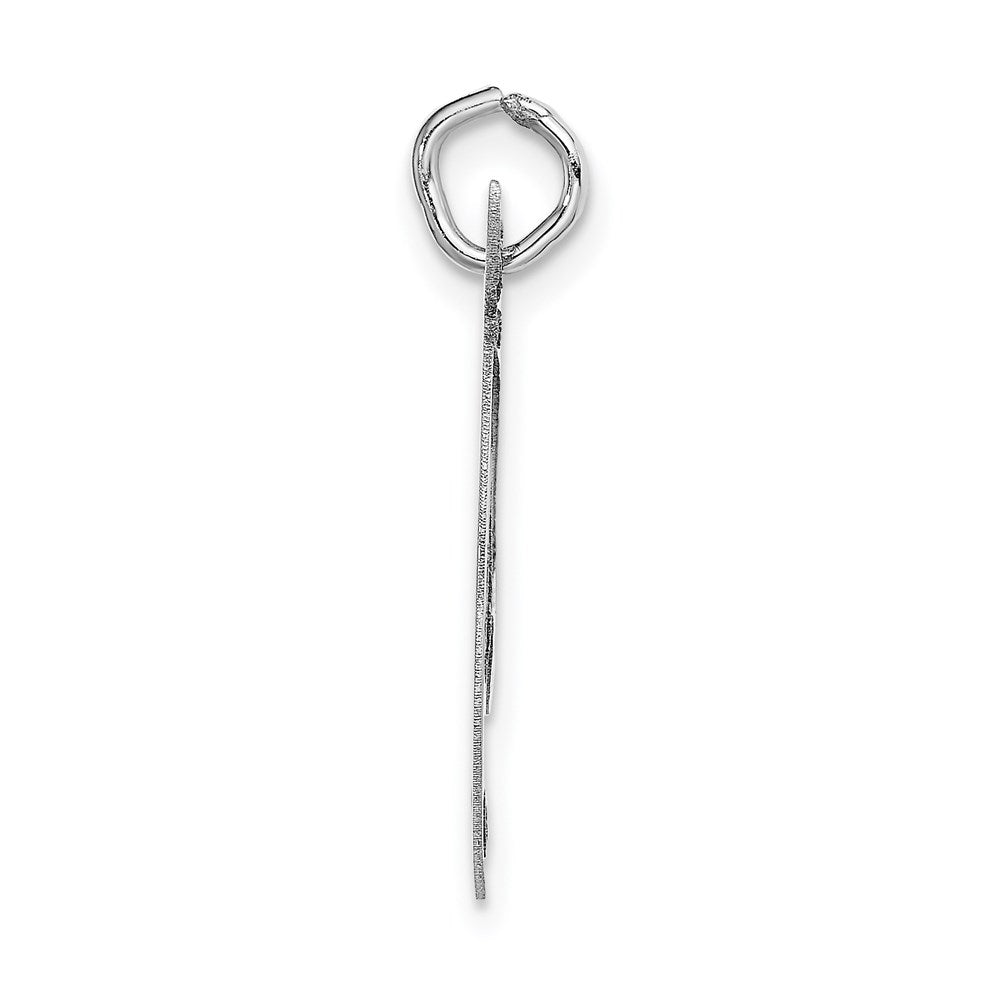 Million Charms 14K White Gold Themed Large Fancy Script Alphabet Letter Initial T Charm