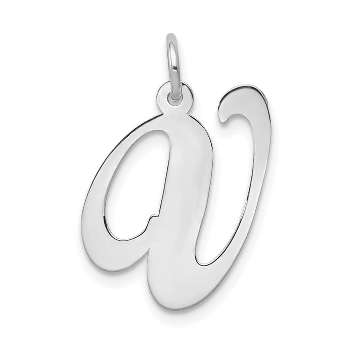 Million Charms 14K White Gold Themed Large Fancy Script Alphabet Letter Initial V Charm