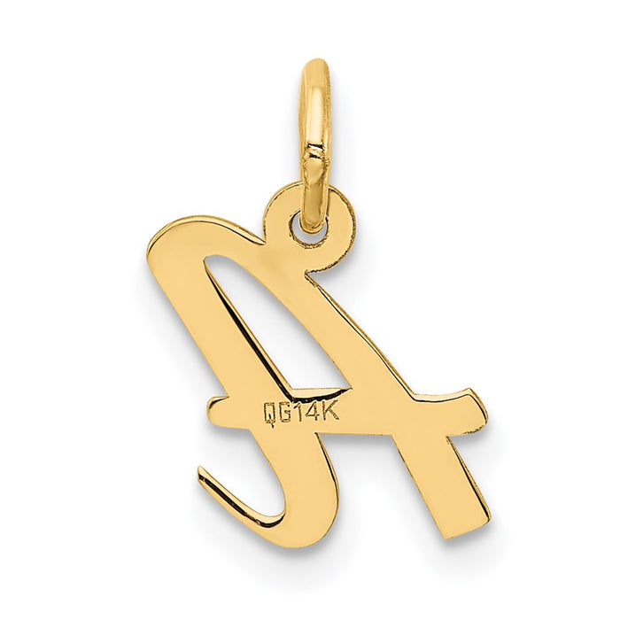 Million Charms 14K Yellow Gold Themed Small Script Alphabet Letter Initial A Charm