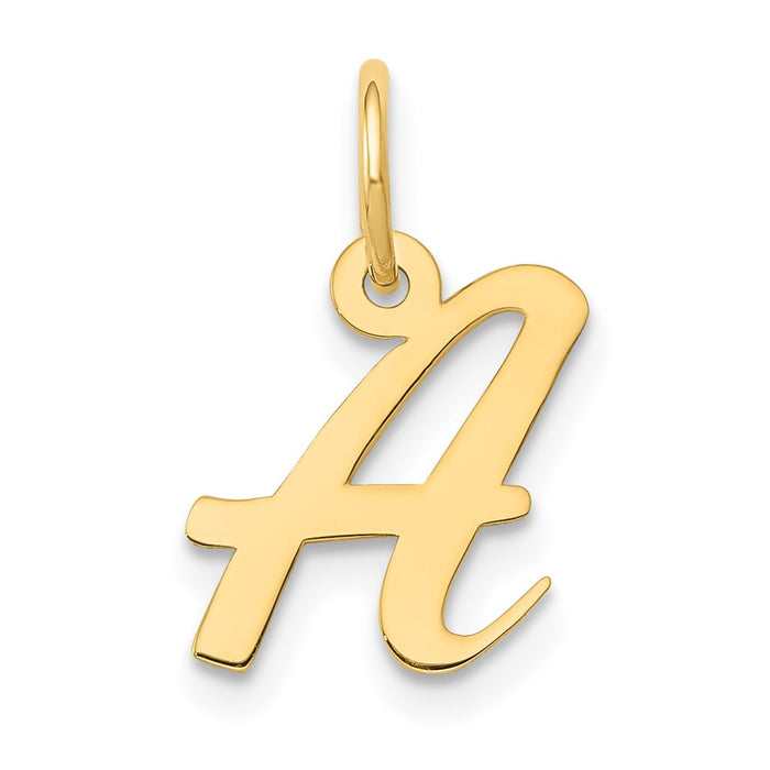 Million Charms 14K Yellow Gold Themed Small Script Alphabet Letter Initial A Charm