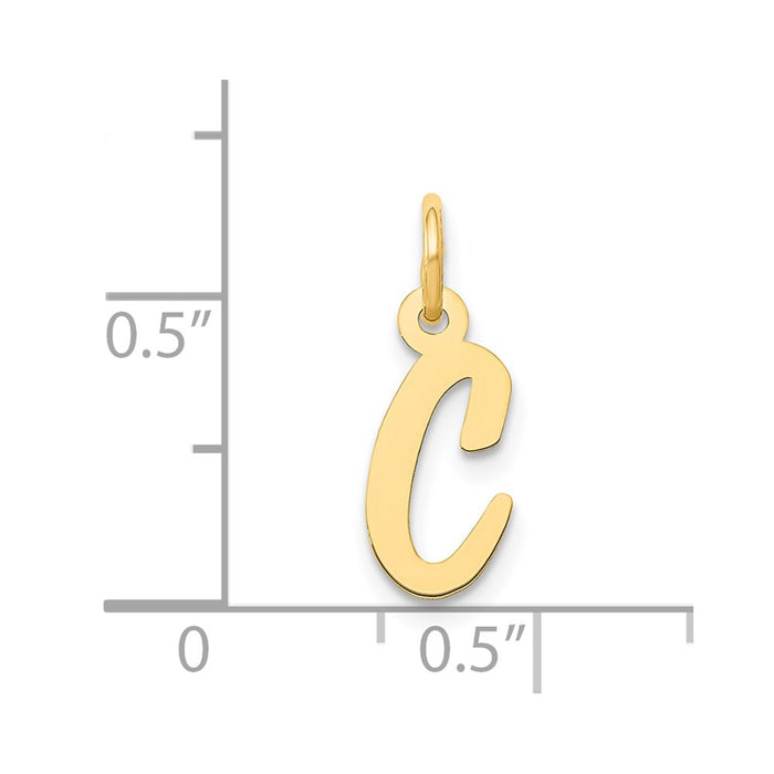 Million Charms 14K Yellow Gold Themed Small Script Alphabet Letter Initial C Charm