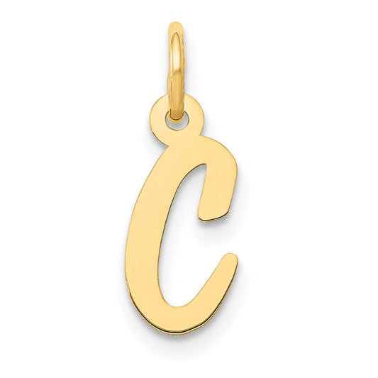 Million Charms 14K Yellow Gold Themed Small Script Alphabet Letter Initial C Charm