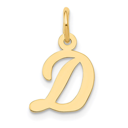 Million Charms 14K Yellow Gold Themed Small Script Alphabet Letter Initial D Charm