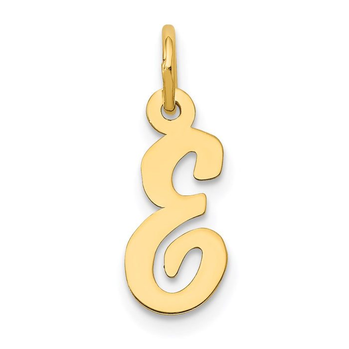 Million Charms 14K Yellow Gold Themed Small Script Alphabet Letter Initial E Charm