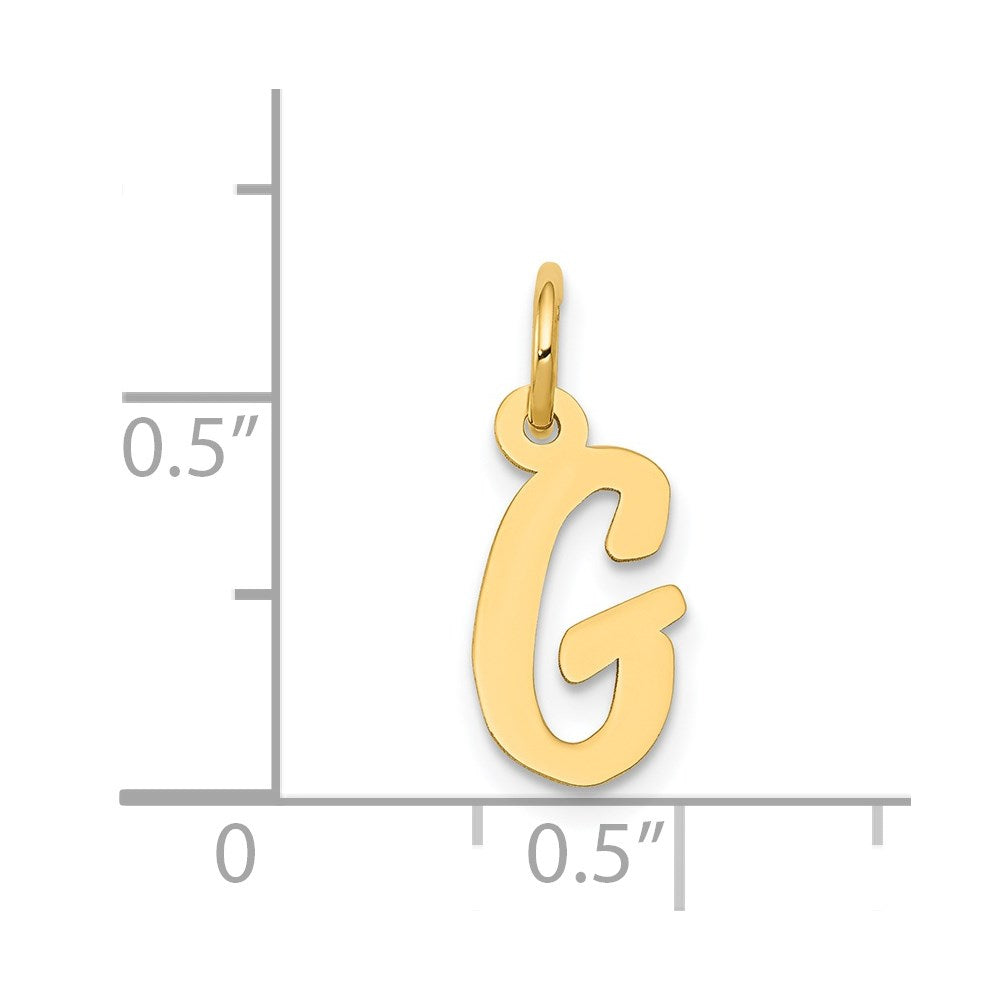 Million Charms 14K Yellow Gold Themed Small Script Alphabet Letter Initial G Charm