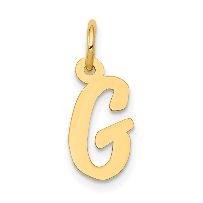 Million Charms 14K Yellow Gold Themed Small Script Alphabet Letter Initial G Charm