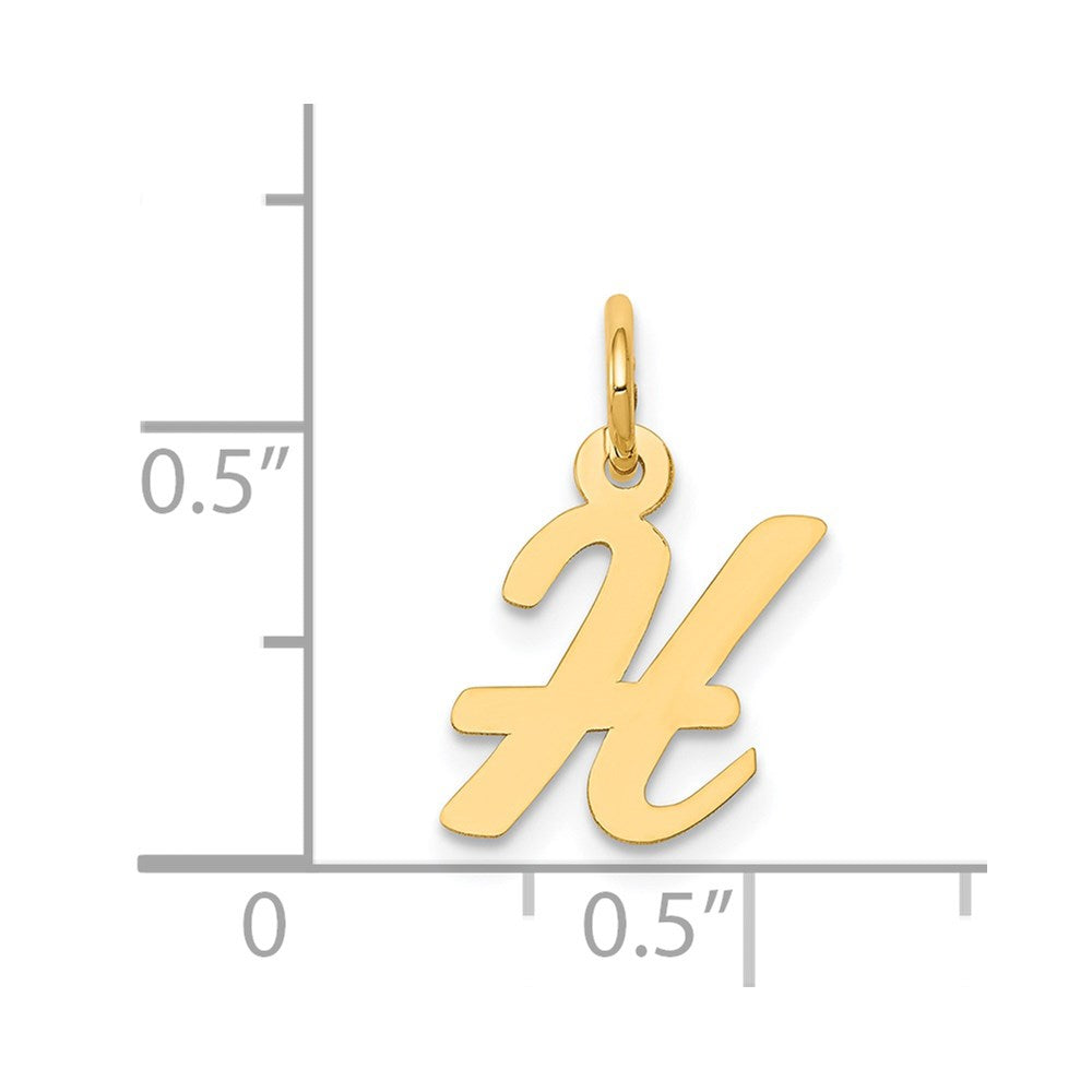 Million Charms 14K Yellow Gold Themed Small Script Alphabet Letter Initial H Charm
