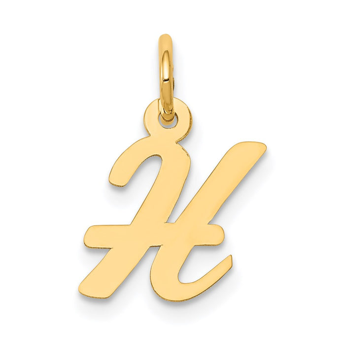 Million Charms 14K Yellow Gold Themed Small Script Alphabet Letter Initial H Charm