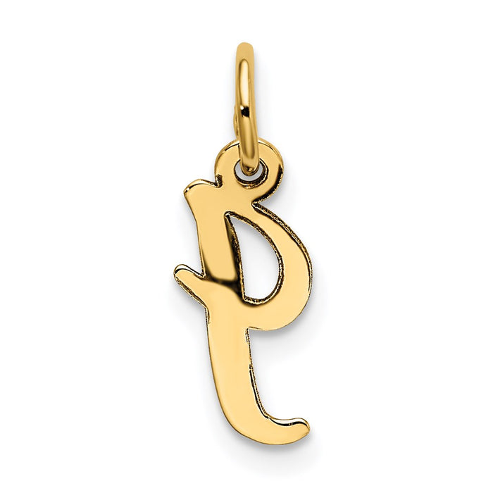 Million Charms 14K Yellow Gold Themed Small Script Alphabet Letter Initial I Charm