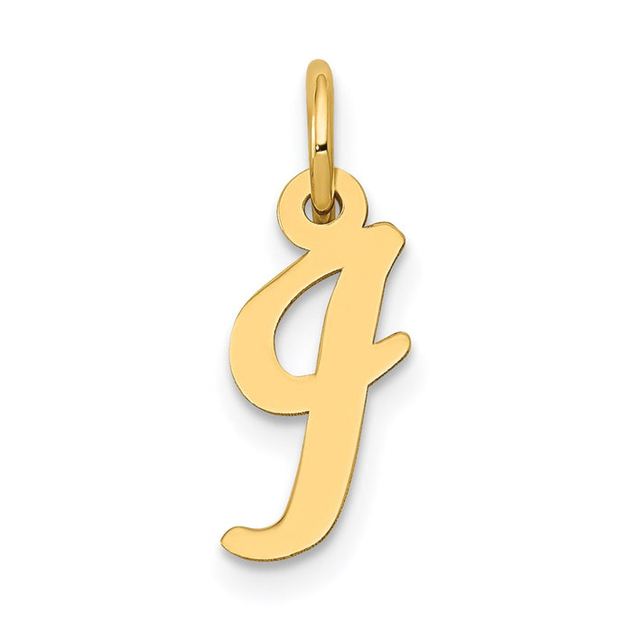 Million Charms 14K Yellow Gold Themed Small Script Alphabet Letter Initial I Charm