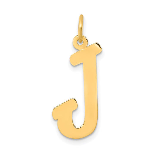 Million Charms 14K Yellow Gold Themed Small Script Alphabet Letter Initial J Charm