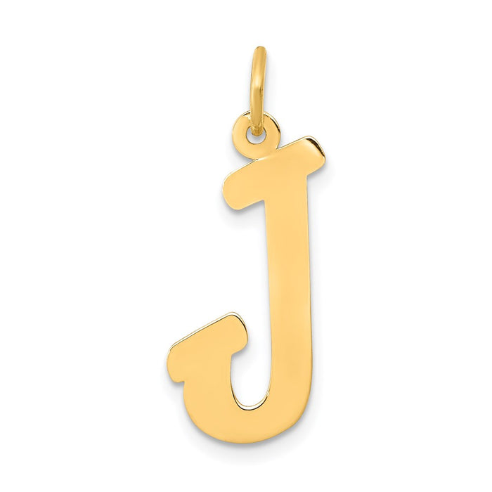 Million Charms 14K Yellow Gold Themed Small Script Alphabet Letter Initial J Charm