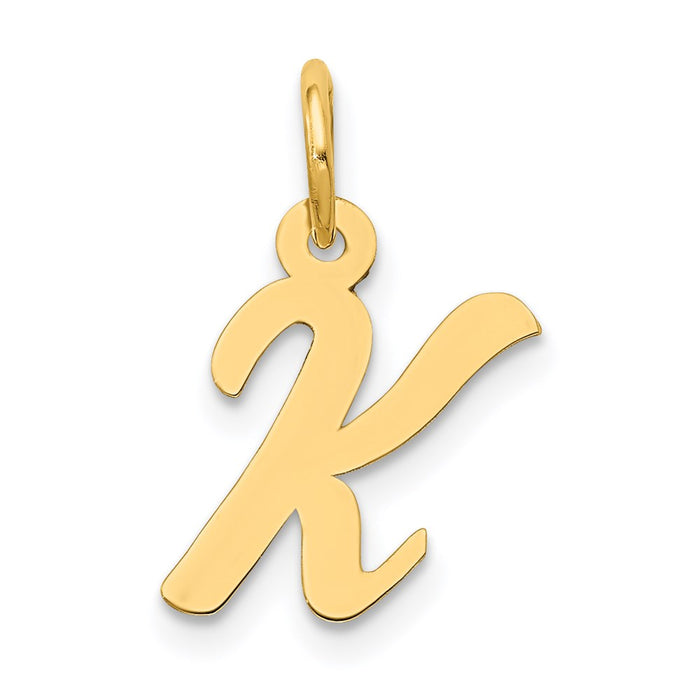 Million Charms 14K Yellow Gold Themed Small Script Alphabet Letter Initial K Charm