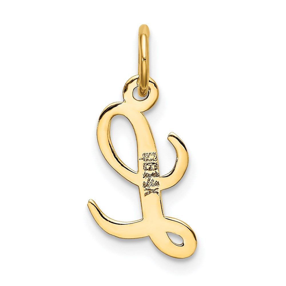 Million Charms 14K Yellow Gold Themed Small Script Alphabet Letter Initial L Charm