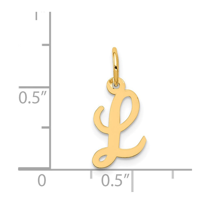 Million Charms 14K Yellow Gold Themed Small Script Alphabet Letter Initial L Charm