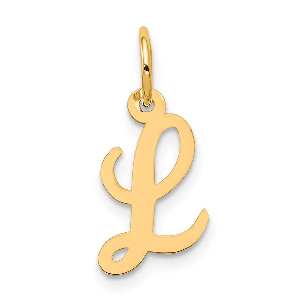 Million Charms 14K Yellow Gold Themed Small Script Alphabet Letter Initial L Charm
