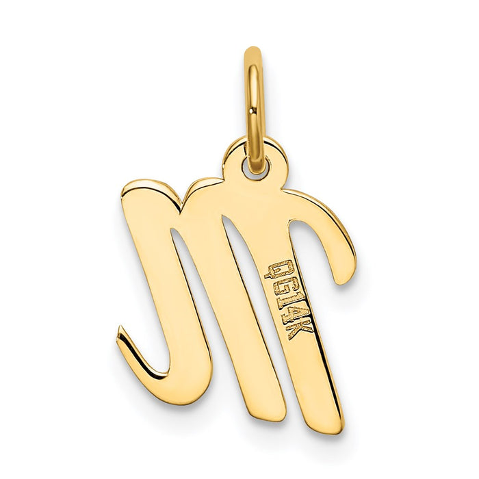 Million Charms 14K Yellow Gold Themed Small Script Alphabet Letter Initial M Charm