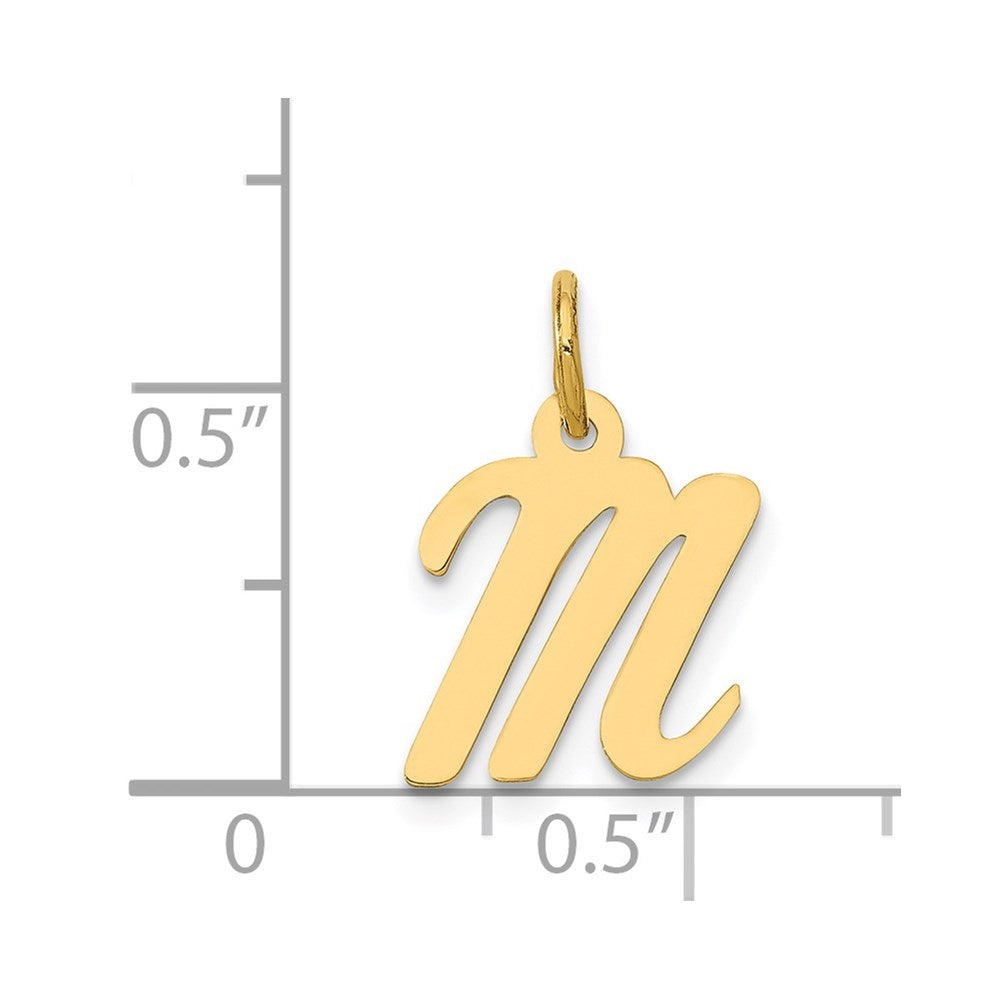 Million Charms 14K Yellow Gold Themed Small Script Alphabet Letter Initial M Charm