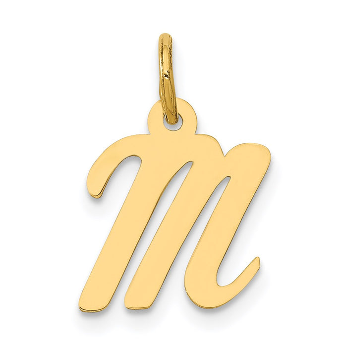 Million Charms 14K Yellow Gold Themed Small Script Alphabet Letter Initial M Charm