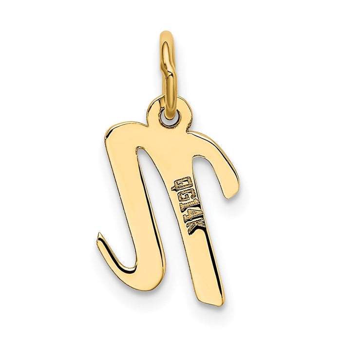 Million Charms 14K Yellow Gold Themed Small Script Alphabet Letter Initial N Charm