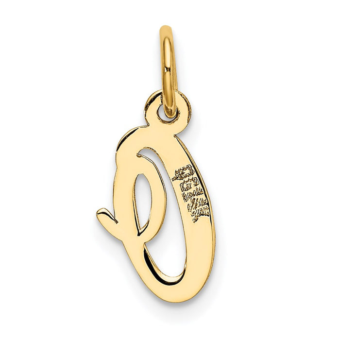 Million Charms 14K Yellow Gold Themed Small Script Alphabet Letter Initial O Charm