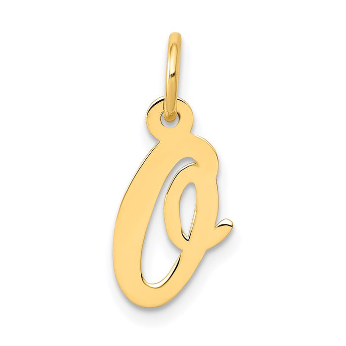 Million Charms 14K Yellow Gold Themed Small Script Alphabet Letter Initial O Charm